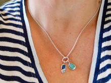 Load image into Gallery viewer, Emerald and Kyanite Charm Sterling Silver Pendant