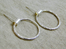 Load image into Gallery viewer, Hammered Hoop Sterling Silver Stud Dangles