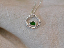 Load image into Gallery viewer, Green Sea Glass Molten Hoop Sterling Silver Pendant