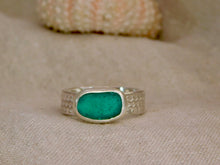Load image into Gallery viewer, Teal Sea Glass Chunky Sterling Silver Ring