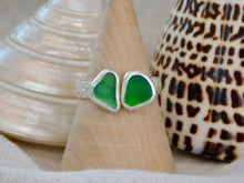 Load image into Gallery viewer, Double Green Sea Glass Sterling Silver Cuff Ring