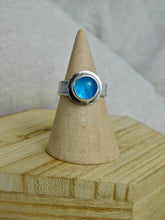 Load image into Gallery viewer, Bright Blue Sea Glass Sterling Silver Ring
