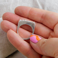 Load image into Gallery viewer, Rectangle Dot Statment Sterling Silver Ring