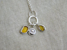 Load image into Gallery viewer, Yellow Sea Glass and Tourmaline Sterling Silver Pendant