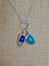 Load image into Gallery viewer, Emerald and Kyanite Charm Sterling Silver Pendant