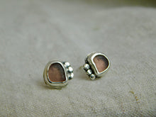 Load image into Gallery viewer, Mauve Purple Sea Glass Sterling Silver Studs