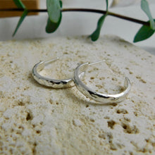 Load image into Gallery viewer, Chunky Hammered Sterling Silver Open Hoop Studs