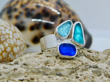Load image into Gallery viewer, Made To Order Triple Sea Glass Sterling Silver Cuff Ring