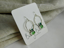 Load image into Gallery viewer, Jade Green Sea Glass Sterling Silver Dangles