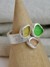 Load image into Gallery viewer, Pastel Rainbow Colours Sea Glass Sterling Silver Cuff Ring