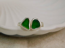 Load image into Gallery viewer, Double Green Sea Glass Sterling Silver Cuff Ring