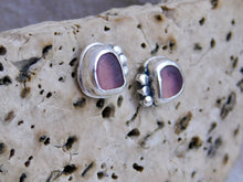 Load image into Gallery viewer, Mauve Purple Sea Glass Sterling Silver Studs