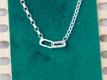 Load image into Gallery viewer, Sterling Silver Interlocking Rectangle Charm Keeper Necklace