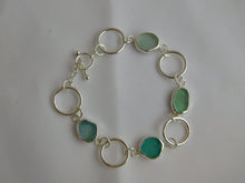 Load image into Gallery viewer, Statement Sea Glass Sterling Silver Hoop Link Bracelet