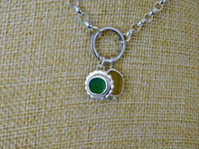 Load image into Gallery viewer, Olive Green Flower Sea Glass Sterling Silver Charm
