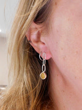 Load image into Gallery viewer, Yellow Sea Glass Sterling Silver Stud Dangles