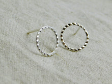 Load image into Gallery viewer, Textured Hoop Sterling Silver Studs