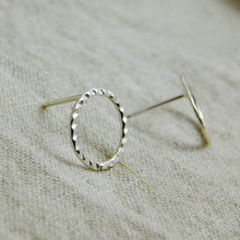 Load image into Gallery viewer, Textured Hoop Sterling Silver Studs