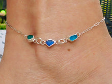 Load image into Gallery viewer, Multi Blue Sea Glass Sterling Silver Anklet