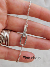 Load image into Gallery viewer, Sterling Silver Interlocking Rectangle Charm Keeper Necklace