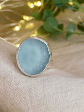 Load image into Gallery viewer, Cornflower Blue Sea Glass Sterling Silver Ring