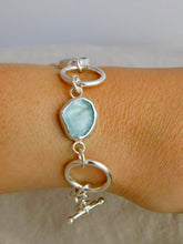 Load image into Gallery viewer, Statement Sea Glass Sterling Silver Hoop Link Bracelet
