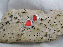 Load image into Gallery viewer, Red Sea Glass Sterling Silver Studs