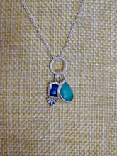 Load image into Gallery viewer, Emerald and Kyanite Charm Sterling Silver Pendant