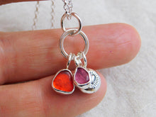 Load image into Gallery viewer, Red Sea Glass and Pink Tourmaline Sterling Silver Pendant 3
