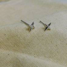 Load image into Gallery viewer, Four Point Star Sterling Silver Studs