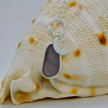 Load image into Gallery viewer, Made to Order Sea Glass And Sterling Silver Crescent Moon Personalised Pendant