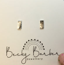 Load image into Gallery viewer, Hammered Rectangle Silver Studs