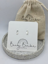 Load image into Gallery viewer, Hammered Rectangle Silver Studs