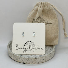 Load image into Gallery viewer, Hammered Rectangle Silver Studs