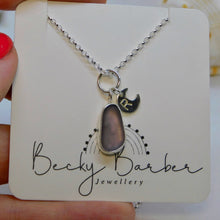 Load image into Gallery viewer, Made to Order Sea Glass And Sterling Silver Crescent Moon Personalised Pendant