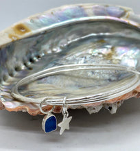 Load image into Gallery viewer, Made to Order Sea Glass Dangle and Charm Sterling Silver Bangle Duo