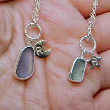 Load image into Gallery viewer, Made To Order Sea Glass And Sterling Silver Star Personalised Pendant