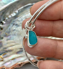 Load image into Gallery viewer, Made to Order Sea Glass Dangle and Charm Sterling Silver Bangle Duo