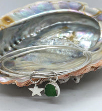 Load image into Gallery viewer, Made to Order Sea Glass Dangle and Charm Sterling Silver Bangle Duo