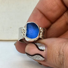 Load image into Gallery viewer, Made To Order Sea Glass Sea Foam Reticulated Sterling Silver Ring