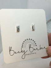 Load image into Gallery viewer, Hammered Rectangle Silver Studs
