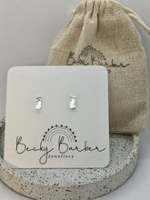 Load image into Gallery viewer, Hammered Rectangle Silver Studs