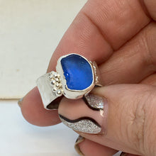 Load image into Gallery viewer, Made To Order Sea Glass Sea Foam Reticulated Sterling Silver Ring
