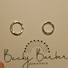 Load image into Gallery viewer, Large Hammered Hoop Silver Studs