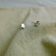 Load image into Gallery viewer, Moon and Star Sterling Silver Studs
