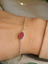 Load image into Gallery viewer, Red Sea Glass Sterling Silver Paperclip Chain Bracelet
