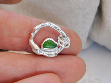 Load image into Gallery viewer, Green Sea Glass Molten Hoop Sterling Silver Pendant

