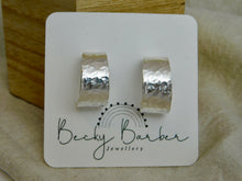 Load image into Gallery viewer, Hammered Sterling Silver Open Hoop Studs
