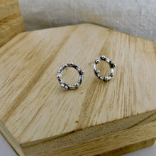 Load image into Gallery viewer, Large Sea Foam Circle Sterling Silver Studs
