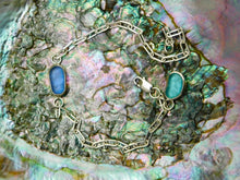 Load image into Gallery viewer, Blue Sea Glass Sterling Silver Paperclip Chain Bracelet
